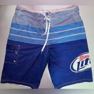 Miller Lite Blue Striped Board Shorts